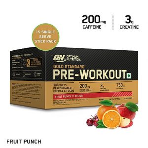 Optimum Nutrition (ON) Gold Standard Pre-Workout- 142.5g/15 single serve packs (Fruit Punch Flavor)